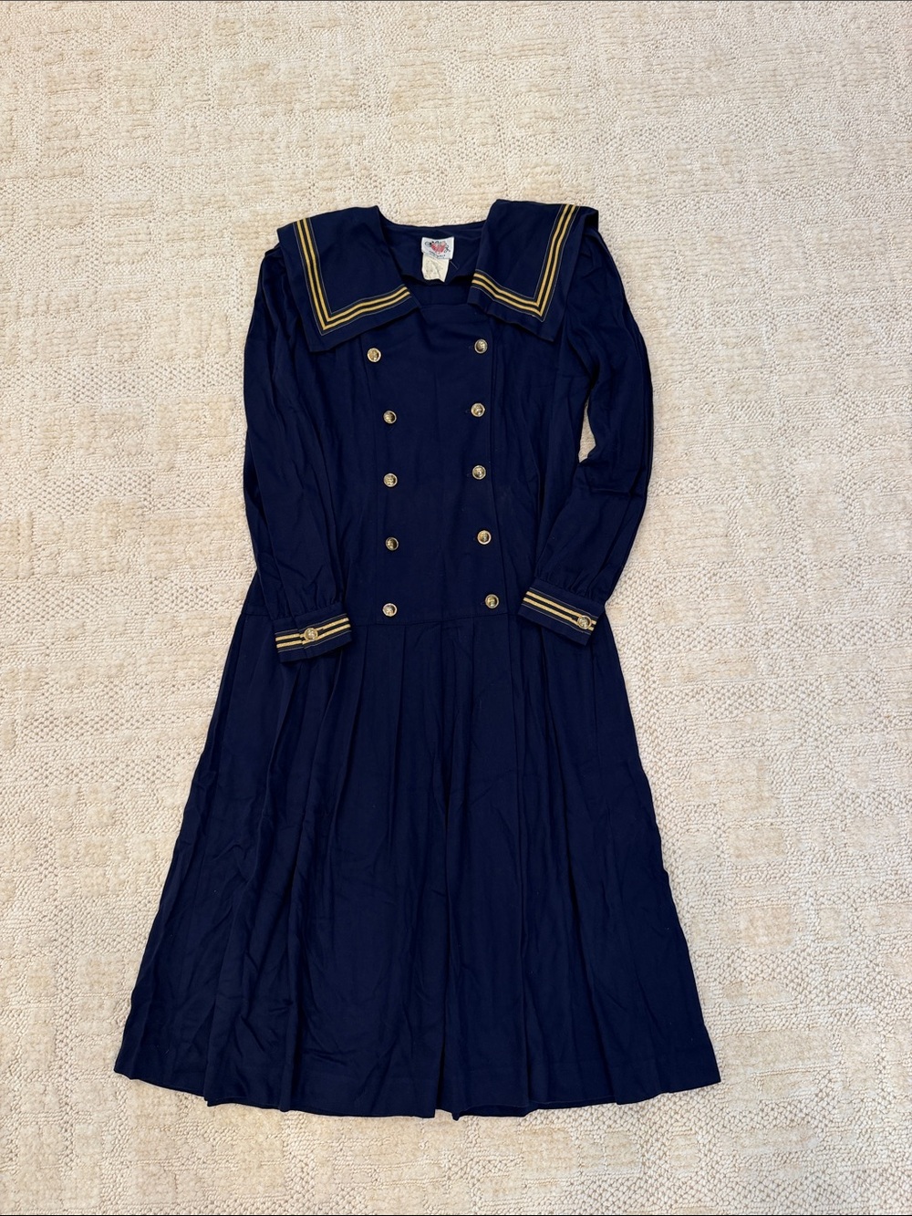 Vintage 80s Dress.20s Style Sailor Dress.Lanz Dress Navy Blue Sailor Dress Sz 8 - Picture 6 of 15